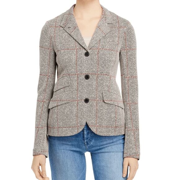 Rag & Bone Slade Blazer Gray Red Check Jacket, Size Medium, MSRP $600 - Picture 2 of 14